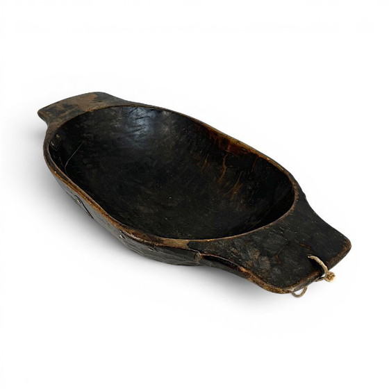 Image 1 of Antike handgeschnitzte Holzmulde / Primitive Wabi-Sabi Schale