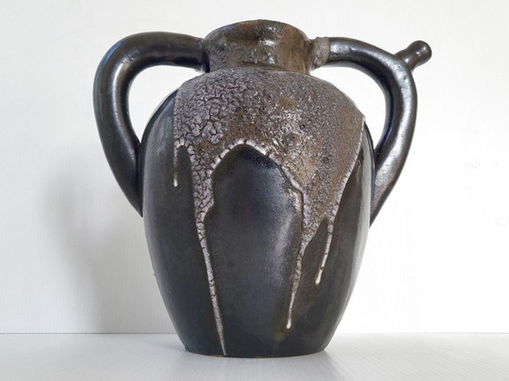 Image 1 of Französische Art-Déco-Vase von Léon Pointu, Steinzeug, Saint-Amand-en-Puisaye