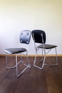 5 x Aluflex Armin Wirth Schwarz Skai Stühle 50s