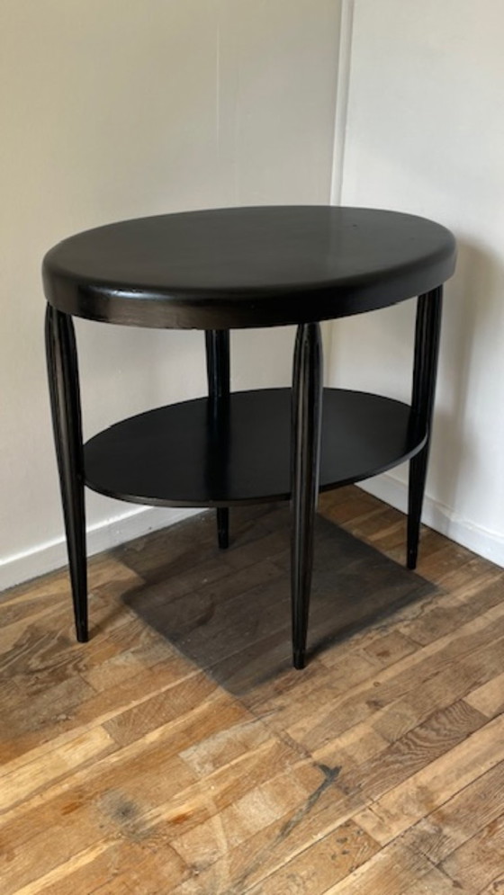 Image 1 of Art Deco Black Wood Console Table