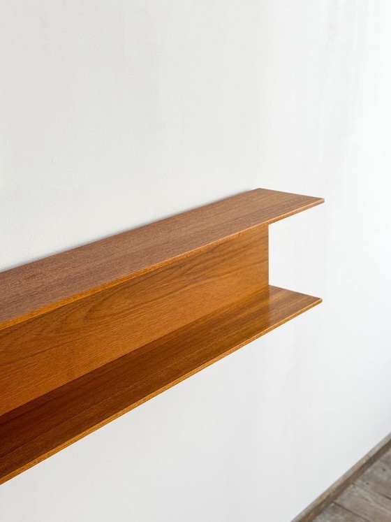 Image 1 of Wandplank van teakhout, 200 cm, van Walter Wirz voor Wilhelm Renz