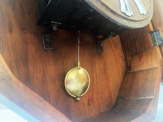 Image 1 of Large Antique French Wall Clock, 1880, Mechanical, Carved Wood