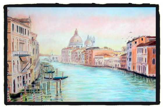 Image 1 of Drawing of the Grand Canal. Venice drawing. Painting of Venice's Grand Canal. Grand Canal drawing. Venice painting. New.