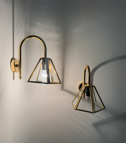 Vintage goldene Schwanenhals-Wandleuchten