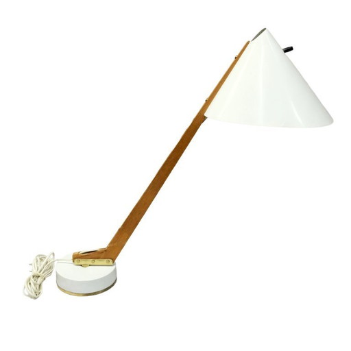 Hans Agne Jakobsson B54 bureaulamp van teakhout en messing