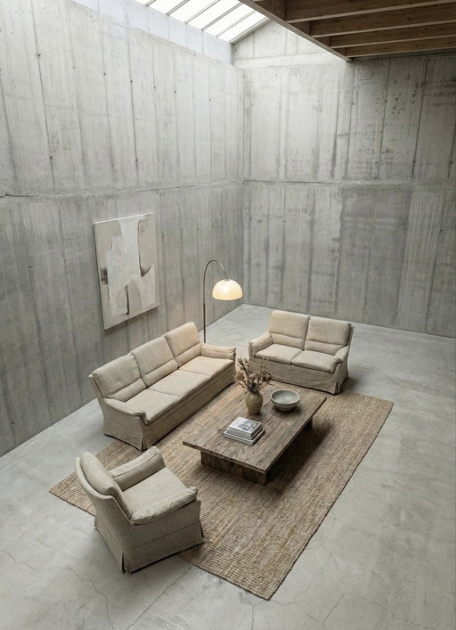 CARL STRAUB SEATING GROUP POLTRONA, DIVANO 2 POSTI E 3 POSTI LANA BEIGE CREMA