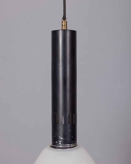 Image 1 of LAMPADA A SOSPENSIONE VINTAGE ANNI '70 IN VETRO BIANCO, DESIGN ITALIANO