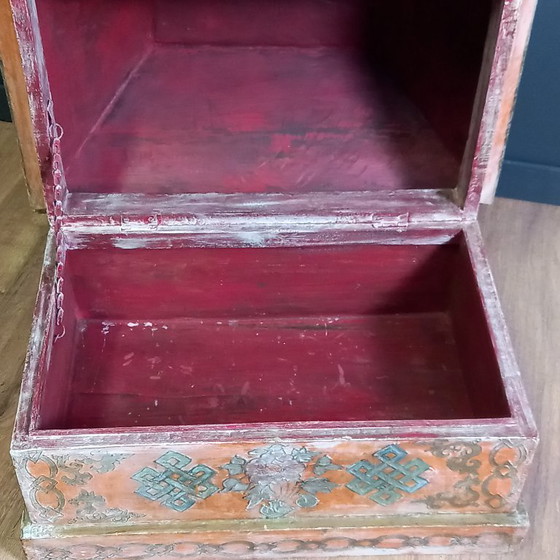 Image 1 of Cofre nupcial húngaro antiguo pintado a mano