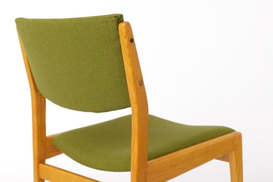 Image 1 of Vintage Scandinavian Oak Chair, 1970s, Norwegian Design, Newly Upholstered Green Fabric, Mid-Century Wooden Dining Chair