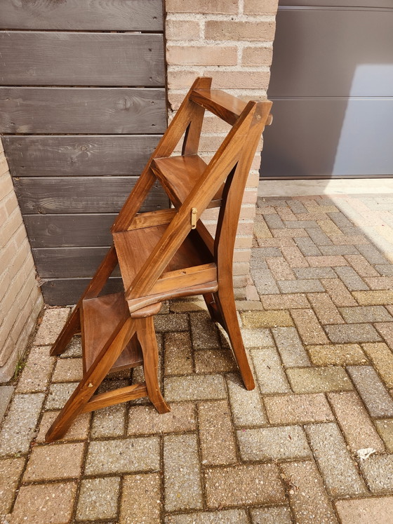 Image 1 of Wooden library step stool / chair