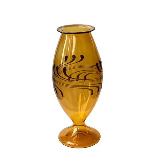 Thuringian glass art Amber vase from Lauscha