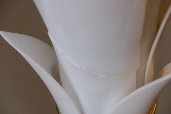 Image 1 of Lampada da terra vintage Tulipe in perspex e ottone per Rougier, Canada 1980