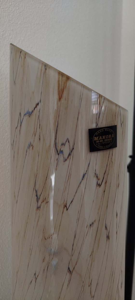 Image 1 of Monumental Makora Krosno Floor Vase – 100cm – 'Tiger Swirl' & Cobalt