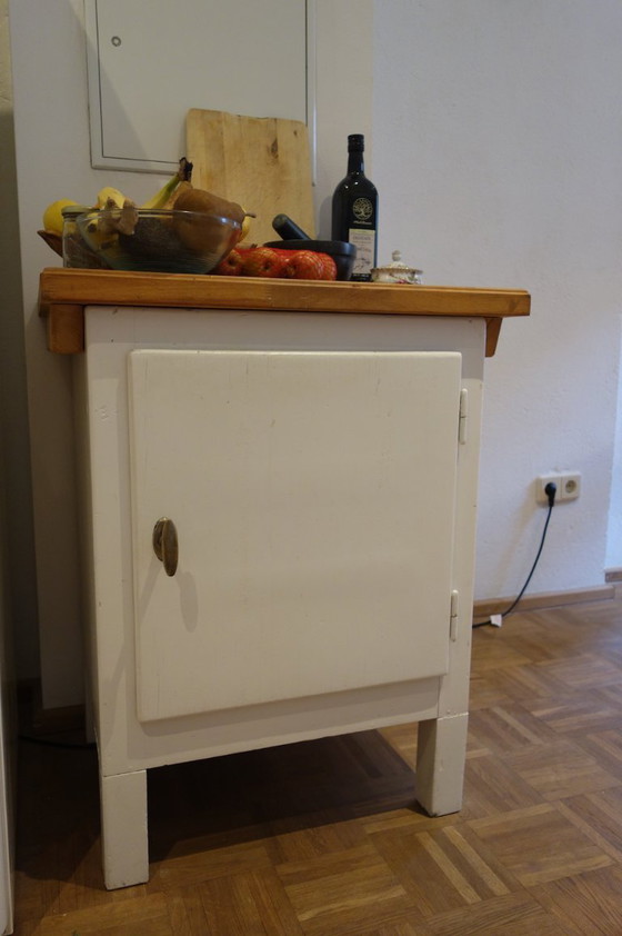 Image 1 of Solid wood cabinet kitchen cabinet vintage icebox