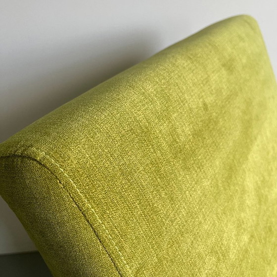 Image 1 of Vintage Mid-Century Modern Armchair: Lime Green Fabric, Beech Wood Frame