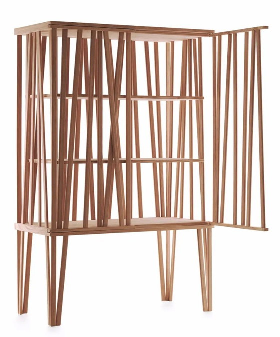 Exclusieve designvitrinekast van Porro “Mikado” met originele factuur – Wandkast, Wood (photo 4 of 7)