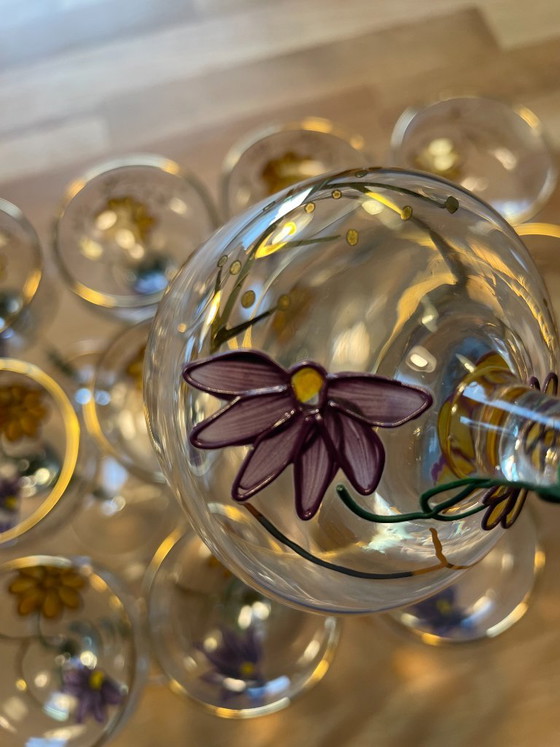 Set di 12 bicchieri da liquore Paul Nagel serie Tiffany dipinti a mano vintage – Bicchieri e caraffe, Glass (photo 6 of 16)