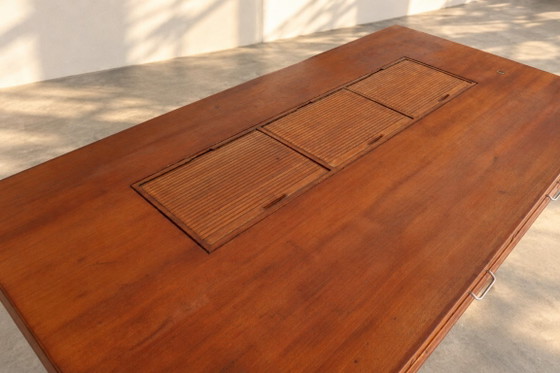 Vintage XL Desk | Clausen & Maerus | Eden | 1960s, Wood, Chrome, Brown (photo 5 of 14)