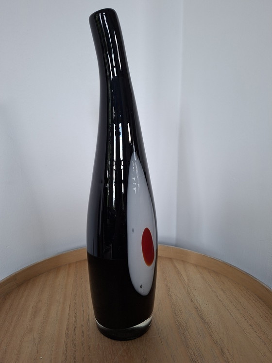 Image 1 of Vintage Murano "Evil Eye" Vase – Black/Red/White (35 cm)