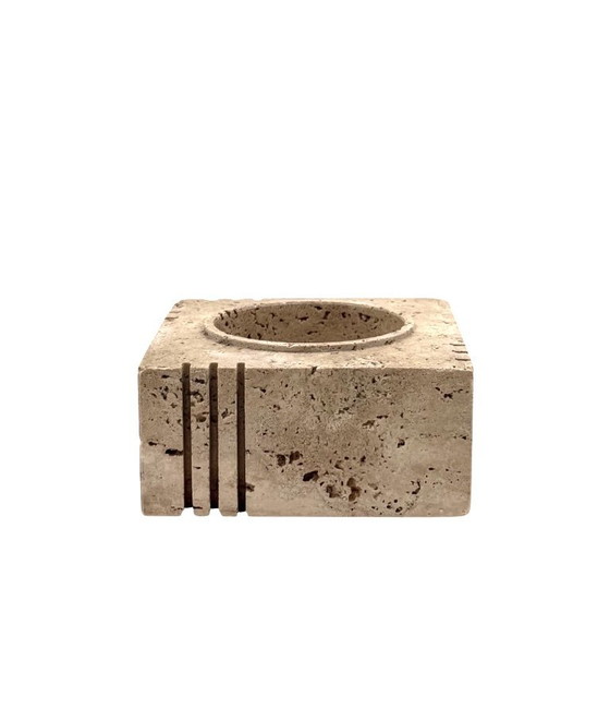 Image 1 of Travertine cubic vide poche / ashtray, Cerri Nestore, Italy, 1970s