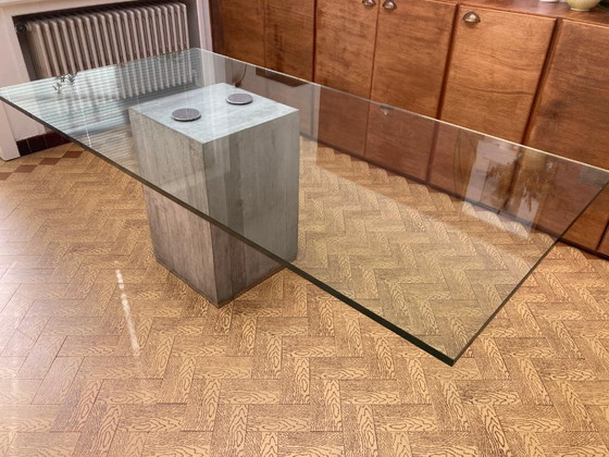 Image 1 of tavolo da pranzo in cemento e vetro di Saporiti, Italia 1960