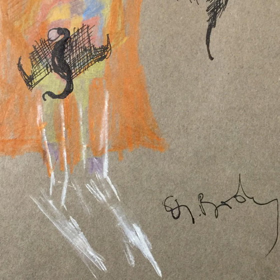 Anne Body, Parce Queue, Oil on Paper, 1970 – Paintings & Drawings (photo 3 of 10)