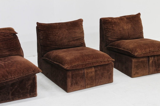 Vintage Italian Design Modular Sofa 1970s, Velvet, Brown (photo 12 of 12)