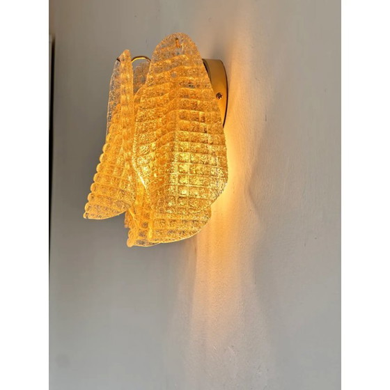 Image 1 of Sculptural Gold “Granigli” “Rondini” Murano Glass Wall Lamps in Modern Style