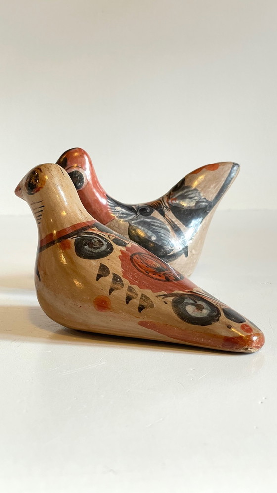 Image 1 of Couple Bird Ceramic Handmade Mexico Vintage