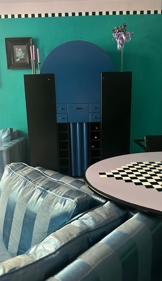 Image 1 of Interlübke Bar Duo Peter Maly Postmodern Memphis Milano 80s Blue