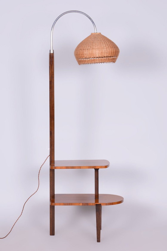 Restored Art Deco Floor Lamp, by J. Halabala for UP Závody, Walnut, Czech, 1930s – Floor lights, Wood, Chrome (photo 6 of 15)