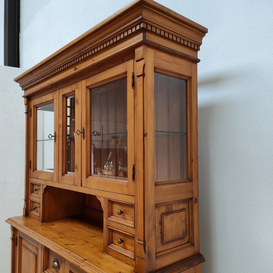 Image 1 of Vintage French Country Pine Buffet Cabinet Wall Cupboard Kitchen Cupboard