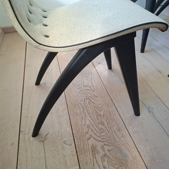 Mid Century Swing Chair Van Os Culemborg – Eetkamerstoelen, Textile, Wood (photo 4 of 6)