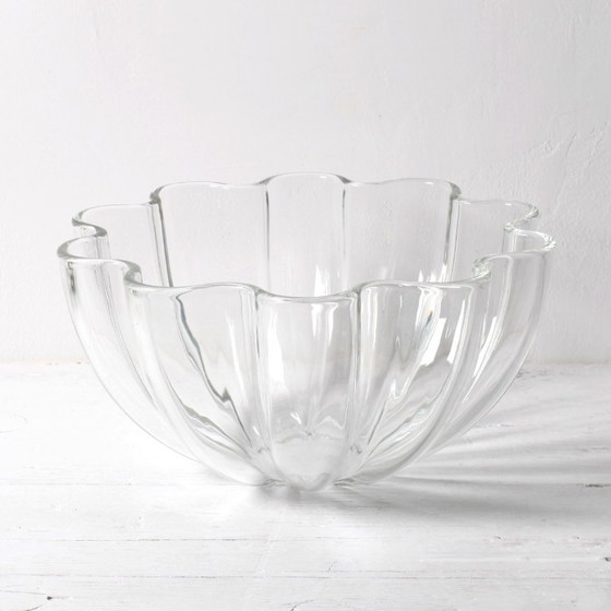 Image 1 of Villeroy and Boch Large Crystal Salad Bowl: Scalloped Neptun Design, 2000s