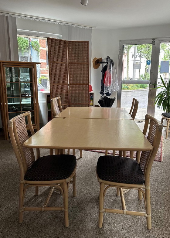 Image 1 of Mesa y sillas extensibles de bambú Roberti Rattan estilo años 60