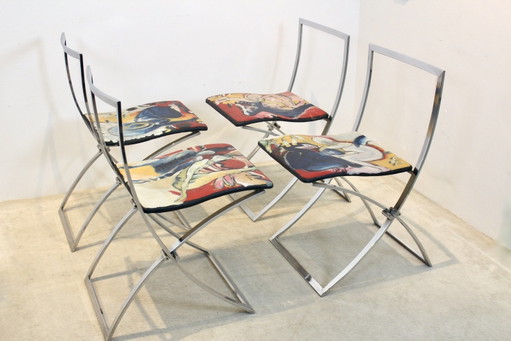 One off Hand painted set of four ‘Luisa’ Dining Chairs by Marcello Cuneo