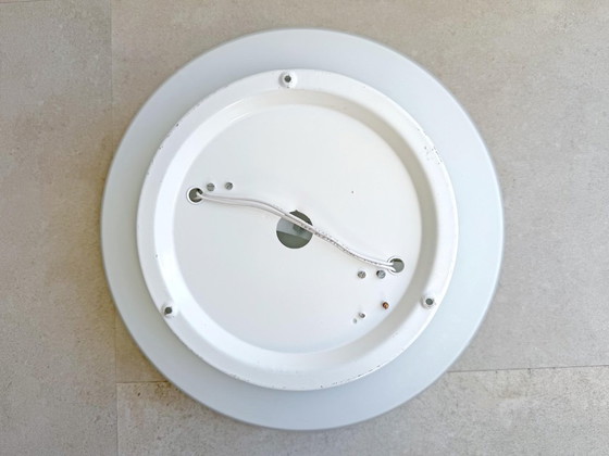 1x Grand plafonnier rond vintage en verre blanc – Glass, Metal (photo 4 of 5)