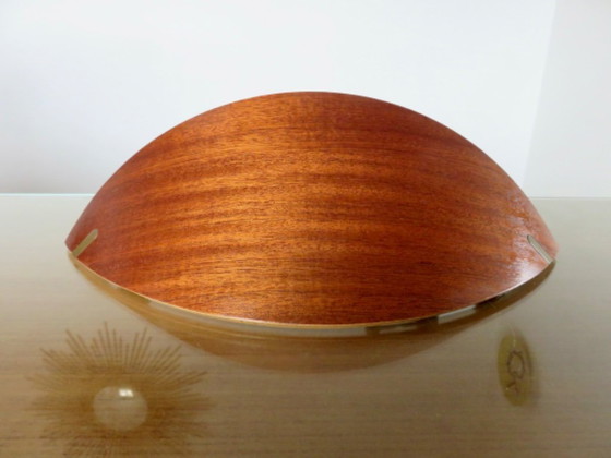 Image 1 of Par de apliques escandinavos de madera curvada con detalles de latón, 1980