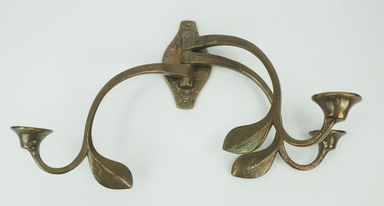 Image 1 of portacandele da parete in bronzo brutalista della metà del secolo scorso con 3 bracci girevoli anni '60-'70