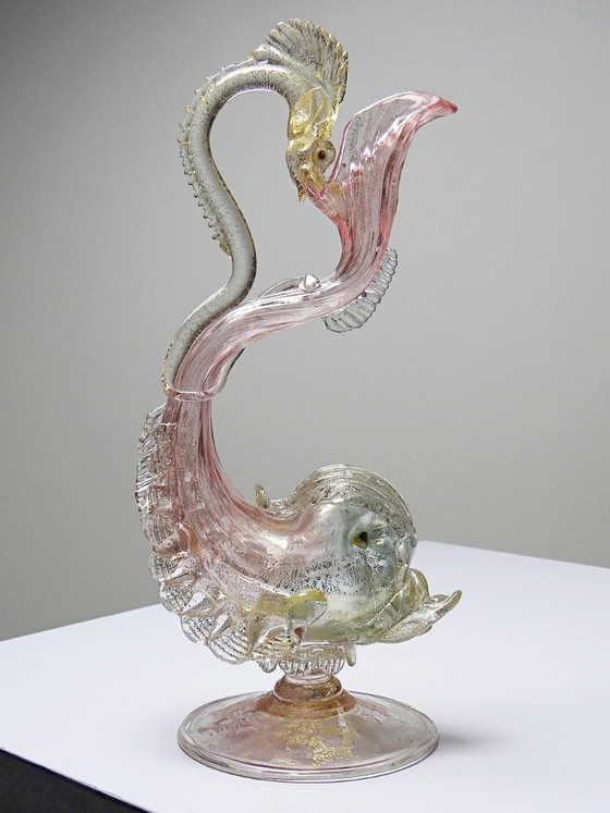 Dolfijn Aiguière van Antonio Salviati in Murano glas, 19e eeuw – Glaskunst (photo 3 of 15)