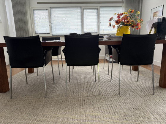 6x Zanotti Lia eetkamerstoelen met armleuning zwart – Zanotta, Leather, Metal (photo 7 of 15)