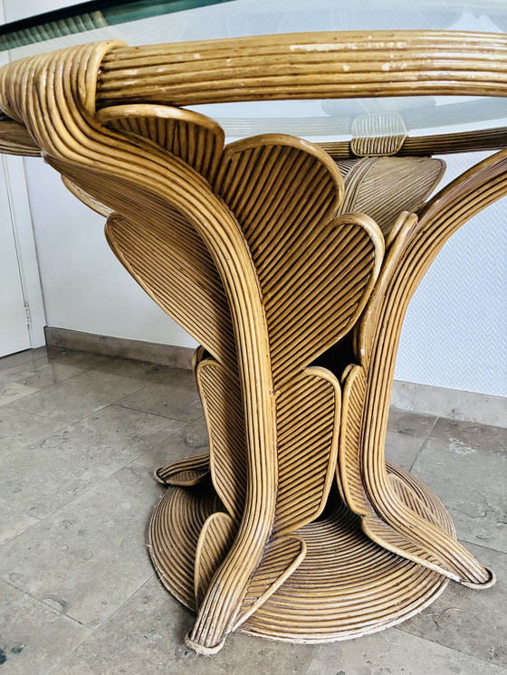 Image 1 of ITALIAN PENCIL REED BELLFLOWER DINING TABLE, 1970s