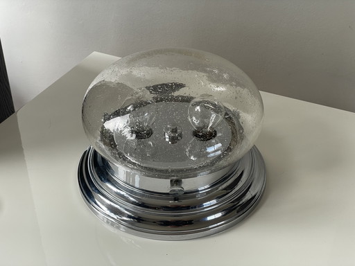 Vintage Hillebrand Space Age Bubble Glass Plafondlamp