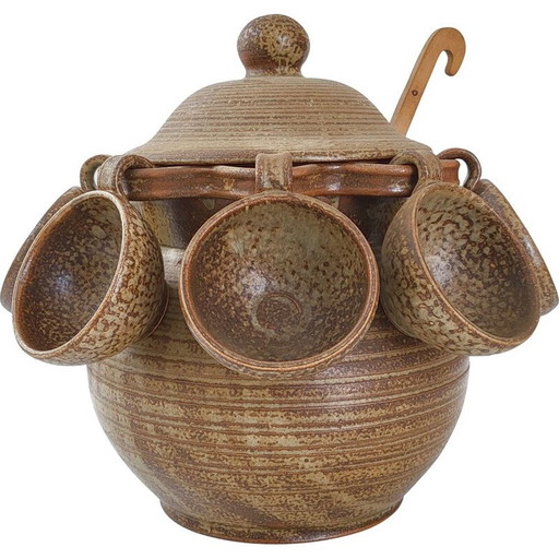 Vintage Keraluc steengoed ponsset, 1970