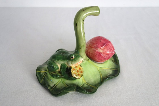 Image 1 of Juego de salero y pimentero Rana sobre nenúfar