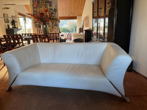 2,5 -zits bank Rolf Benz - leder - wit