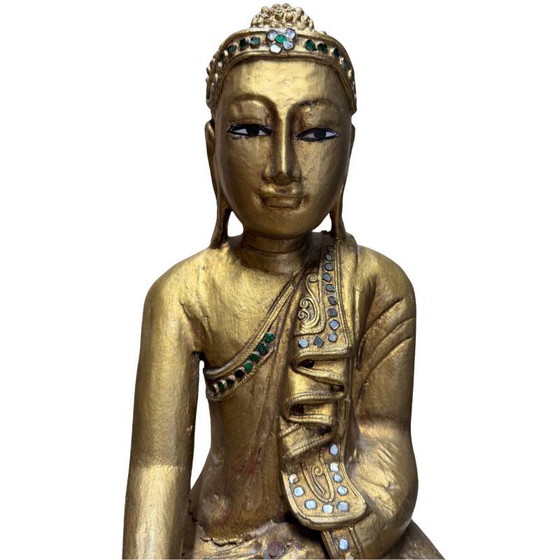 Buda Mandalay de madera dorada antiguo - Birmania - 35 cm - 2.6 kg – Esculturas, Wood (photo 9 of 10)