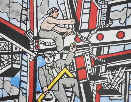 Fernand Leger : Les Constructeurs Saluant, Lithographie Signée – Lithographies et sérigraphies, Paper (photo 8 of 11)