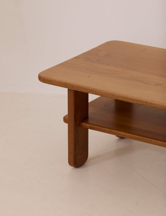 Image 1 of Salontafel van massief iepenhout van Alain Gaubert, vintage, circa 1980