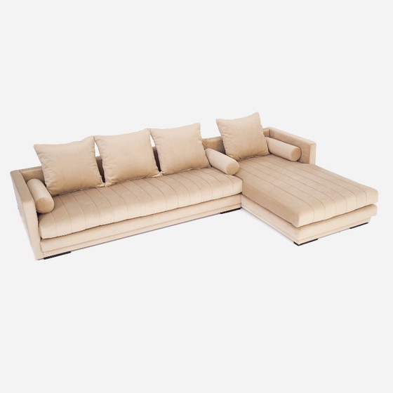 Image 1 of Ecksofa KOPENHAGA beige Velours, skandinavisches Design